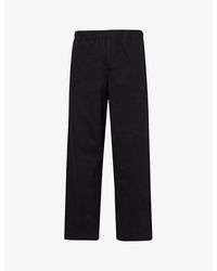 Fred Perry - Twill-texture Brand-embroidered Relaxed-fit Straight-leg Cotton Trousers - Lyst