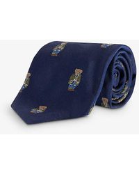 Polo Ralph Lauren - Bear-embroidered Wide-blade Silk Tie - Lyst