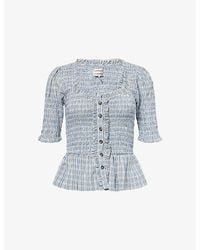 Damson Madder - Mansi Shirred Cotton-Poplin Blouse - Lyst