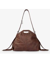 Maje - Miss M Eyelet-strap Vintage-leather Shoulder Bag - Lyst