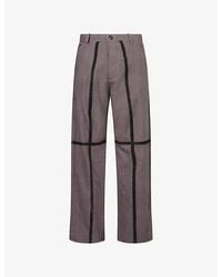Kartik Research - Wrinkled Contrast-Stitch Cotton Trousers - Lyst