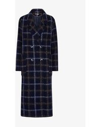 Whistles - Double-breasted Check Wool-blend Coat - Lyst
