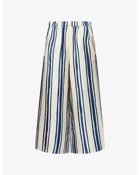 Weekend by Maxmara - Striped Wide-Leg Silk Trousers - Lyst