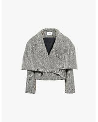 Erdem - Herringbone Cropped Wool-Blend Jacket - Lyst