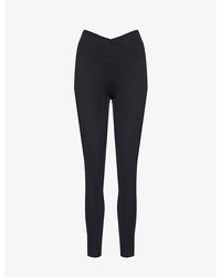 GYMSHARK - Gym-Kit Cross-Over Waistband Logo-Print Stretch-Jersey Leggings - Lyst