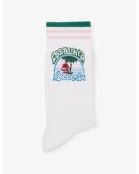 CASABLANCA - Palm Tree Emblem Stretch Cotton-Blend Socks - Lyst