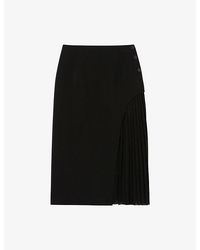 Claudie Pierlot - Pleated-Panel High-Waist Stretch-Woven Midi Skirt - Lyst