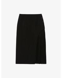 Claudie Pierlot - Pleated-Panel High-Waist Stretch-Woven Midi Skirt - Lyst