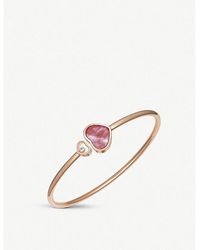 Chopard - Happy Hearts 18Ct Rose- 0.05Ct Diamond And Mother-Of-Pearl Bangle Bracelet - Lyst