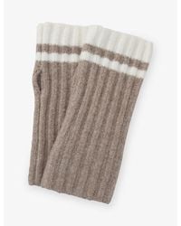 The White Company - Cosy Stripe-Tip Cotton-Blend Wrist Warmers - Lyst