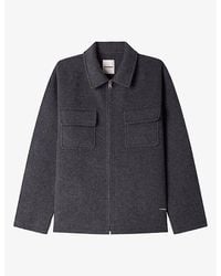 Sandro - Chest-Pocket Zip-Fastened Wool-Blend Jacket - Lyst