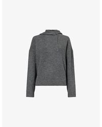 Theory - Button-Up Relaxed-Fit Wool-Blend Hoody - Lyst