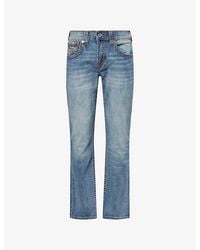 TRUE RELIGION - Ricky Embroidered Straight-Leg Denim Jeans - Lyst