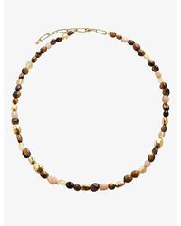 Monica Vinader - Rio 18ct -plated Vermeil Sterling-silver, Peach Moonstone, Citrine And Tigers-eye Beaded Necklace - Lyst