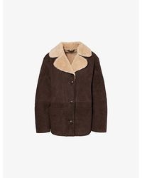 Reformation - Luca Shearling-Trimmed Suede Jacket - Lyst