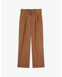 LK Bennett - Ellis Cognac-Stripe Stretch Woven-Blend Trousers - Lyst