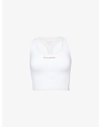 Sporty & Rich - Brand-embroidered Cropped Stretch-woven Top - Lyst