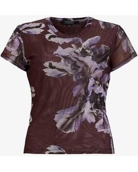 AllSaints - Ellie Floral-Print Short-Sleeve Stretch-Mesh T-Shirt - Lyst