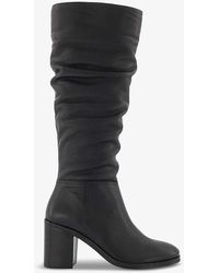 Dune - Truce 2 Ruched-top Heeled Leather Knee-high Boots - Lyst
