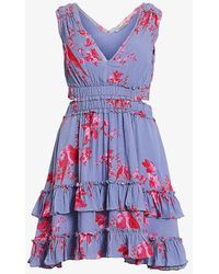 AllSaints - Mikayla Floral-printed Organic-cotton Mini Dress - Lyst