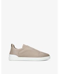 ZEGNA - Triple Stitch Secondskin Shearling Leather Low-Top Trainers - Lyst