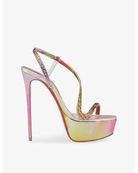 Christian Louboutin - Rosa Z Strass 100 Leather-Heeled Sandals - Lyst