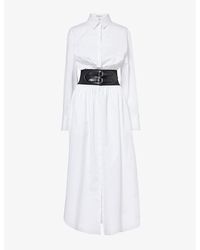 Alaïa - Belted Cotton Maxi Dress - Lyst