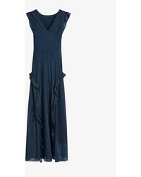 Ted Baker - Laurae Ruffled Metallic-woven Maxi Dress - Lyst