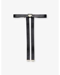 Prada - Triangle-Logo Leather Hair Clip - Lyst