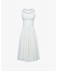 House Of Cb - Scarlett Lace-Insert Stretch-Cotton Midi Dress Xs (A-C Cup) - Lyst