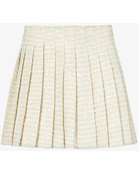 Self-Portrait - A-line Sequin-embellished Tweed Mini Skirt - Lyst
