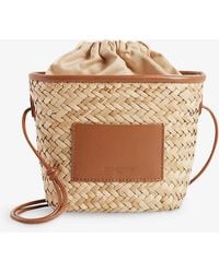 Claudie Pierlot - Adryans Logo-patch Leather And Straw Shoulder Bag - Lyst