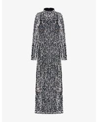 Ro&zo - Astrid Long-Sleeved Sequin-Embellished Maxi Dress - Lyst