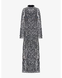 Ro&zo - Astrid Long-Sleeved Sequin-Embellished Maxi Dress - Lyst