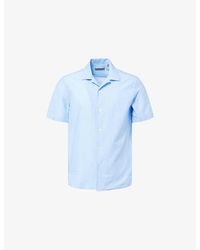 Corneliani - Seersuk Camp Short Sleeve Cotton Shirt - Lyst