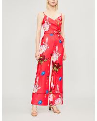 ted baker red floral jumpsuit