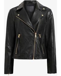 AllSaints - Dalby Stud-embellished Slim-fit Leather Biker Jacket - Lyst