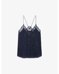 Zadig & Voltaire - Christy Lace-trim Silk Camisole Top - Lyst