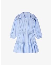 Sandro - Striped Rhinestone-Embellished Cotton Mini Dress - Lyst