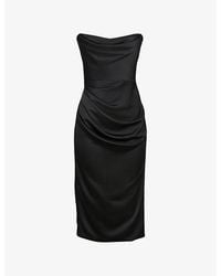 House Of Cb Debutante Cap-Sleeve Backless Satin Midi Dress in White | Lyst