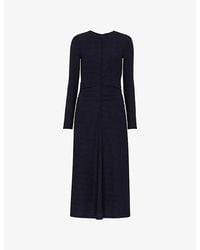 Whistles - Ruched Long-Sleeve Stretch-Jersey Midi Dress - Lyst