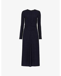 Whistles - Ruched Long-Sleeve Stretch-Jersey Midi Dress - Lyst