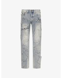 TRUE RELIGION - Ricky Big T Flap Slim-Leg Denim Jeans - Lyst