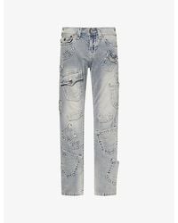TRUE RELIGION - Ricky Big T Flap Slim-Leg Denim Jeans - Lyst