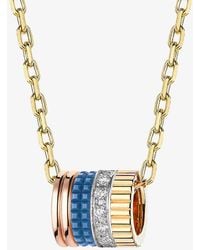Boucheron - Quatre Blue Edition 18ct Yellow, White And Rose-gold, Ceramic And 0.17ct Diamond Pendant Necklace - Lyst