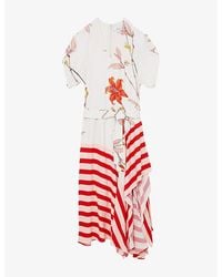 Reiss - Alicia Floral Stripe-Print Woven Maxi Dress - Lyst