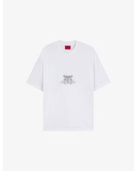 HUGO - Collegiate Logo-Print Oversized-Fit Cotton-Jersey T-Shirt - Lyst
