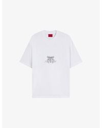 HUGO - Collegiate Logo-Print Oversized-Fit Cotton-Jersey T-Shirt - Lyst