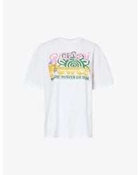 Ganni - Branded-print Short-sleeved Organic Cotton-blend T-shirt X - Lyst