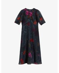 Ted Baker - Mekayla Floral-print Empire-line Midi Dress - Lyst